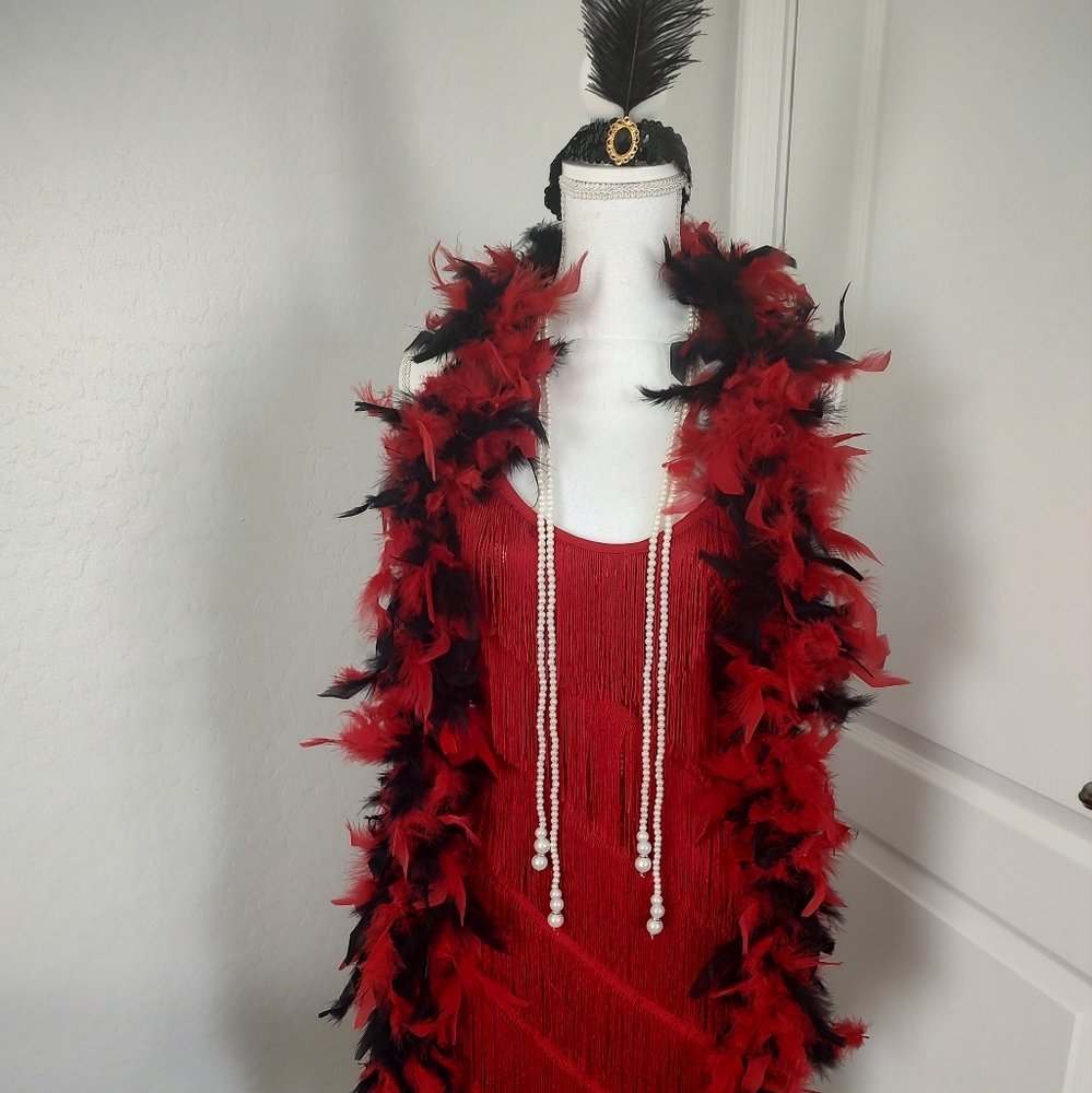 1920's Women's Red All Over Fringed Halloween Costume